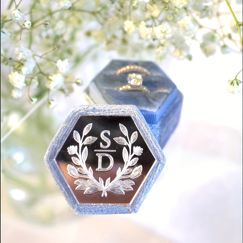 Custom Hexagonal Velvet Ring Box, 2-Compartment
